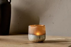 Ngolo Tealight Holder - Antiqued Amber