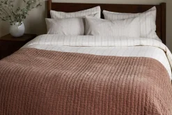 Nidra Velvet & Linen Bed Quilt - Rust