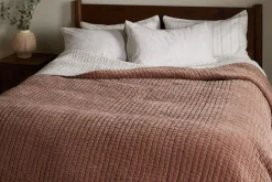 Nidra Velvet & Linen Bed Quilt - Rust
