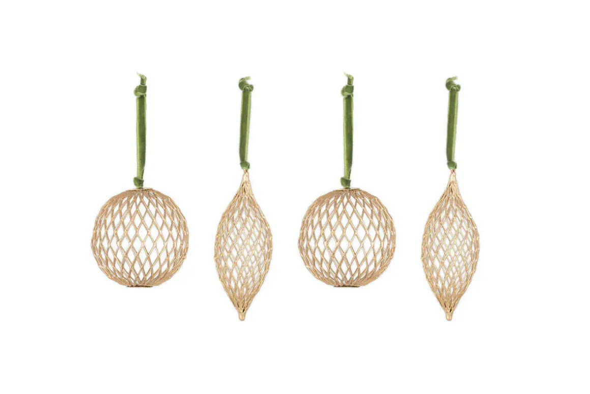 Nirav Wire Baubles - Brass (Set of 4)