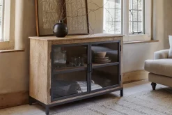 Nirvi Mango Wood & Iron Sideboard - Black