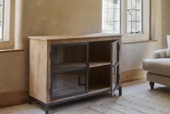 Nirvi Mango Wood & Iron Sideboard - Black