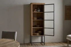 Nirvi Mango Wood & Iron Tall Cabinet - Black