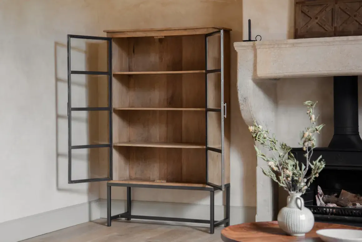 Nirvi Wood & Iron Cabinet - Black