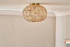 Noko Rattan Flush Ceiling Light