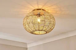 Noko Rattan Flush Ceiling Light