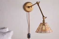 Noko Rattan Wall Lamp - Natural & Antique Brass