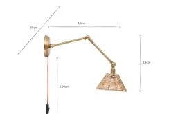 Noko Rattan Wall Lamp - Natural & Antique Brass