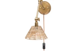 Noko Rattan Wall Lamp - Natural & Antique Brass
