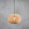 Noko Wicker Round Pendant - Natural - Large