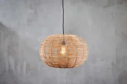 Noko Wicker Round Pendant - Natural - Small