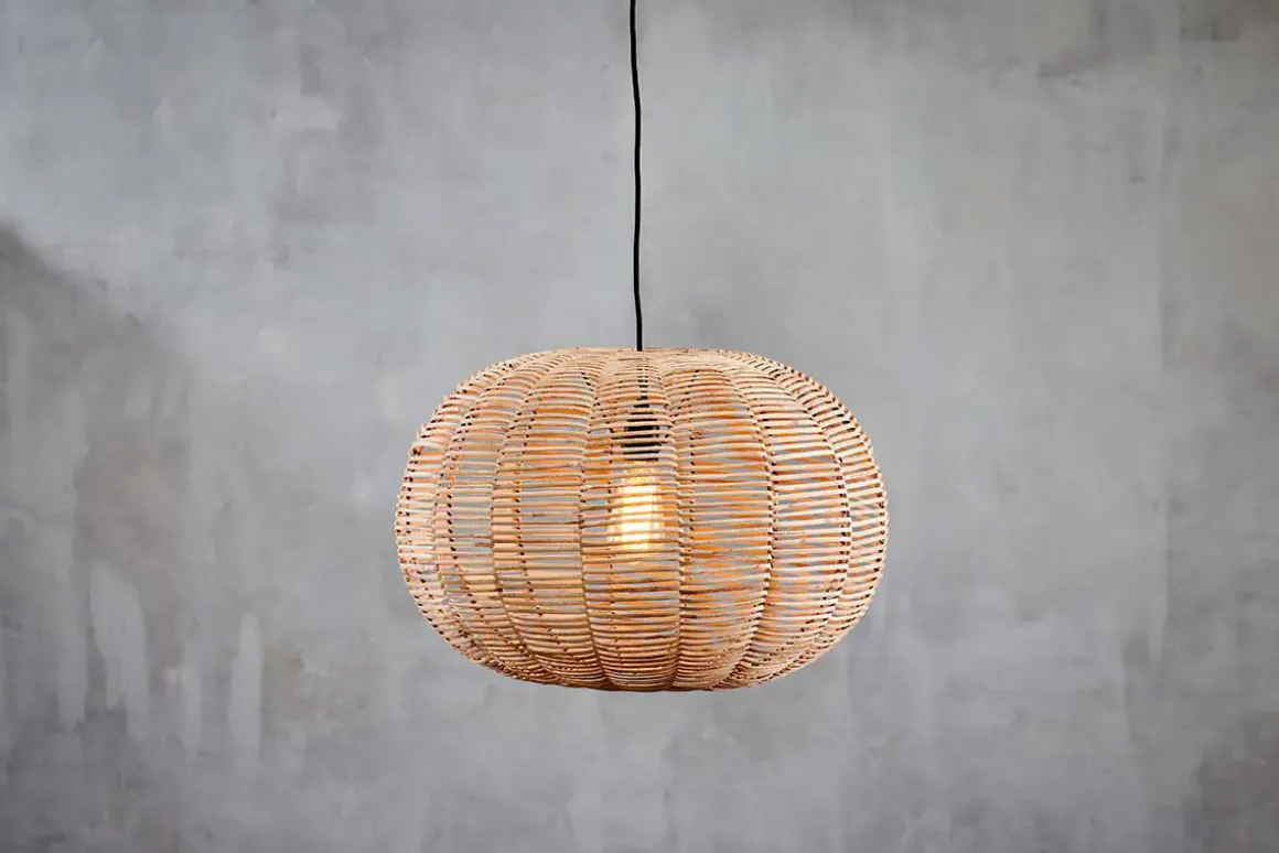 Noko Wicker Round Pendant - Natural - Small