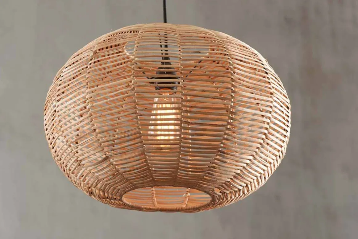 Noko Wicker Round Pendant - Natural - Small