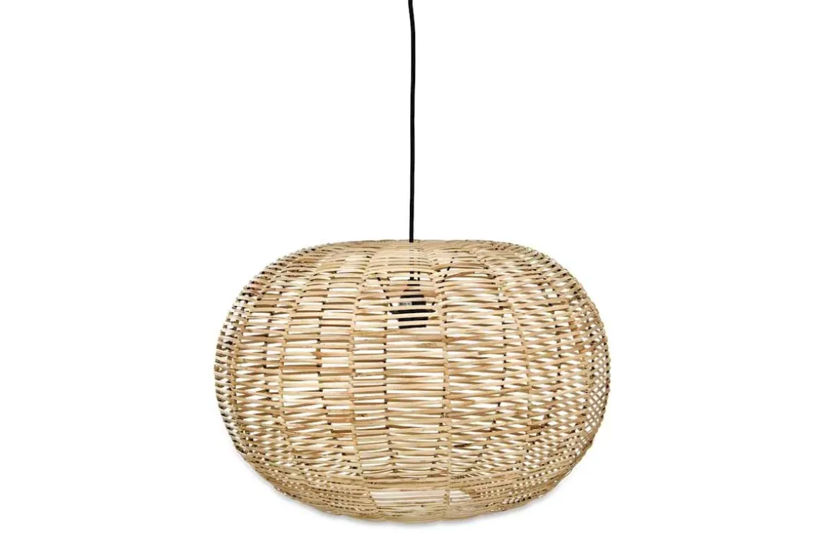 Noko Wicker Round Pendant - Natural - Small