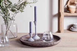 Nyati Mango Wood Etched Round Tray - Dark