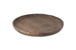 Nyati Mango Wood Etched Round Tray - Dark
