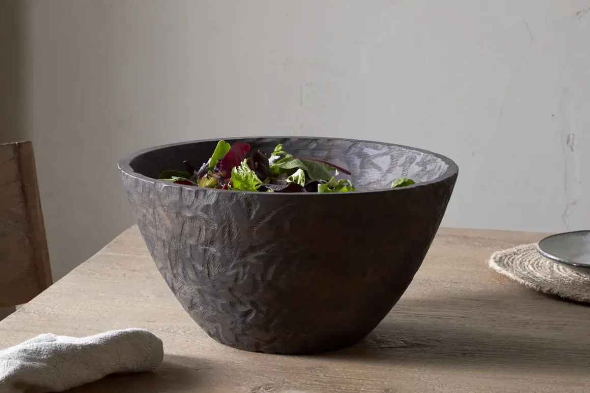Nyati Wooden Serving Bowl - Dark Brown - Large
