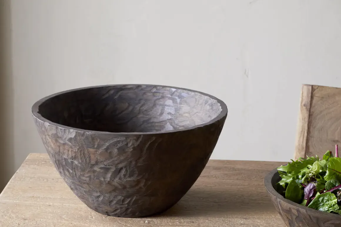 Nyati Wooden Serving Bowl - Dark Brown - Large