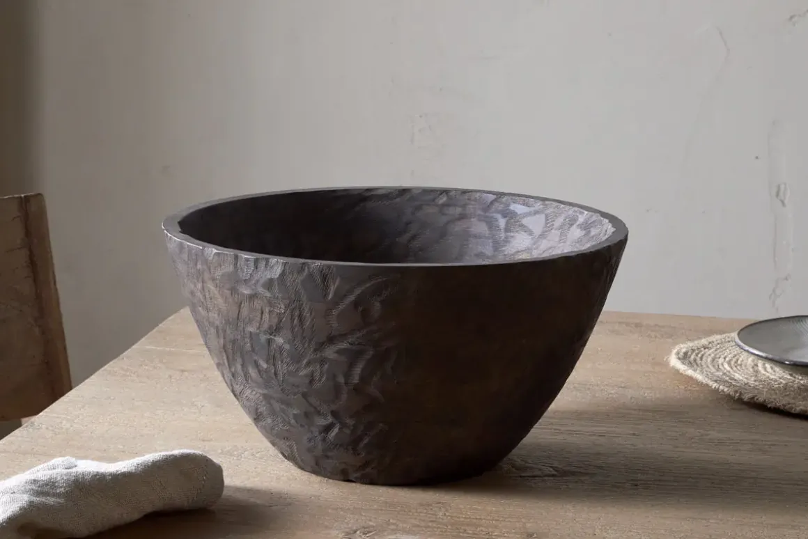 Nyati Wooden Serving Bowl - Dark Brown - Large
