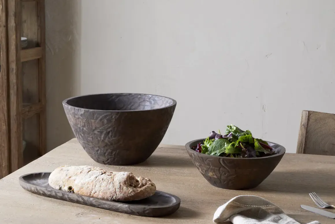 Nyati Wooden Serving Bowl - Dark Brown - Large