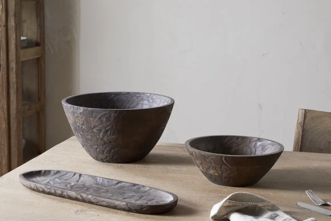 Nyati Wooden Serving Bowl - Dark Brown - Large