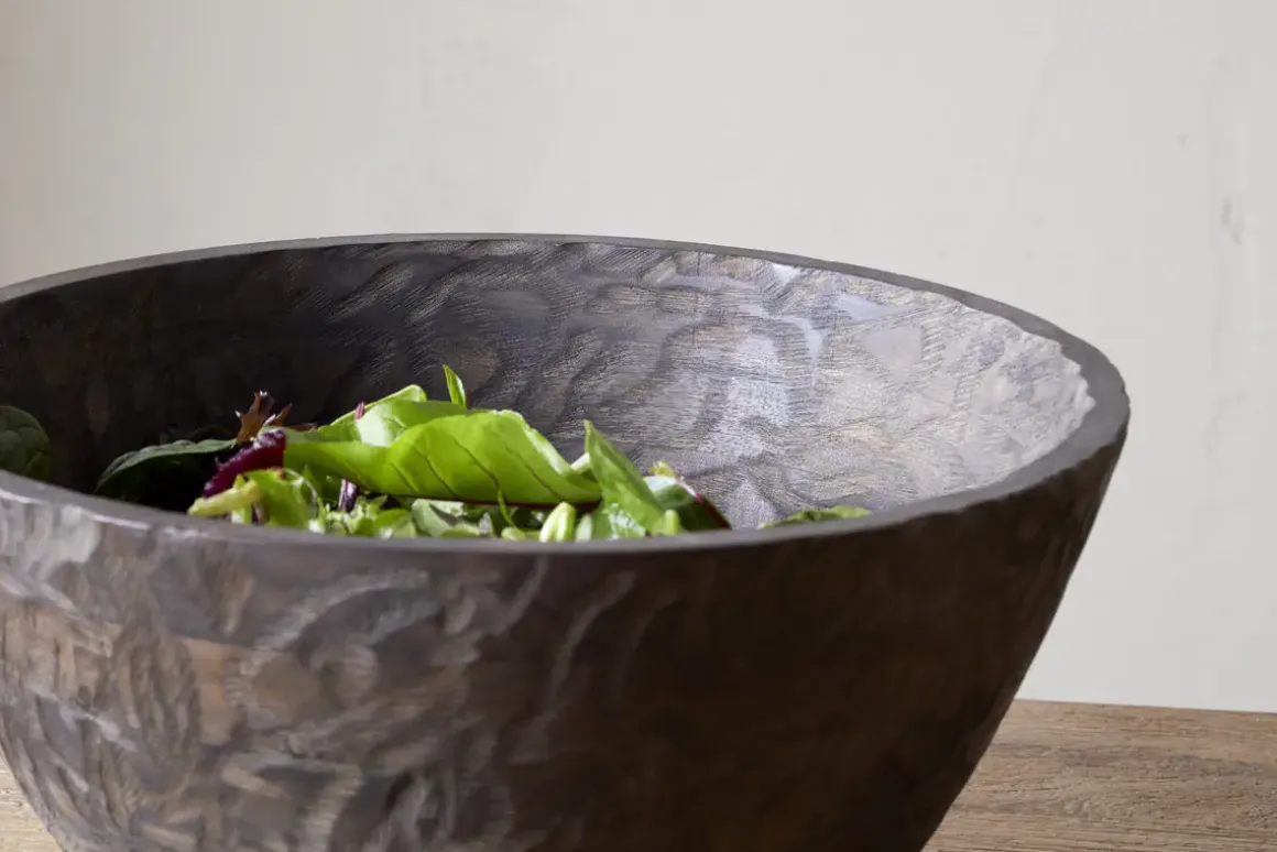Nyati Wooden Serving Bowl - Dark Brown - Large