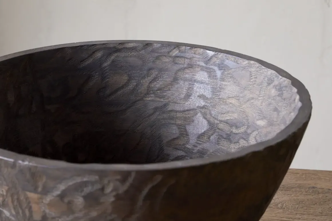 Nyati Wooden Serving Bowl - Dark Brown - Large