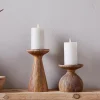 Omari Mango Wood Candlestick - Natural