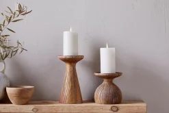 Omari Mango Wood Candlestick - Natural