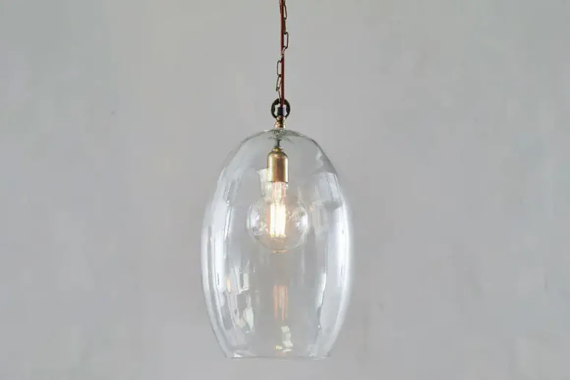 Otoro Recycled Glass Pendant - Clear - Large Oval
