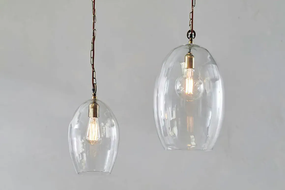 Otoro Recycled Glass Pendant - Clear - Large Oval