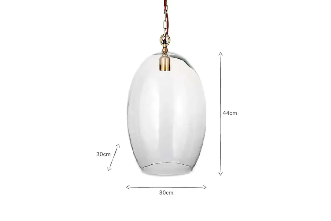 Otoro Recycled Glass Pendant - Clear - Large Oval