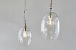 Otoro Recycled Glass Pendant - Clear - Small Oval