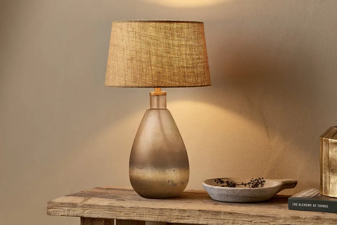 Palla Recycled Glass Table Lamp - Rustic Smoke