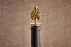 Poplar Leaf Brass Bottle Stopper