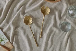 Prakriti Leaf Salad Servers - Brushed Gold (Set of 2)