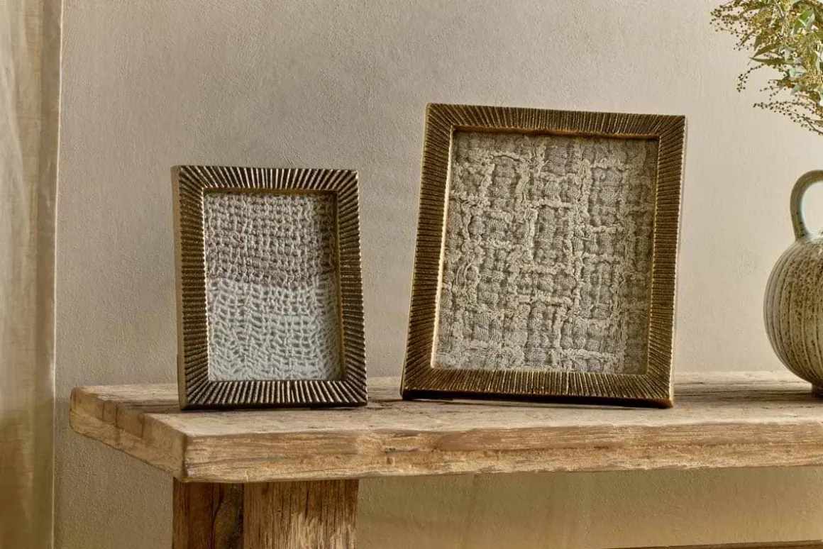 Ranoli Iron Etched Photo Frame - Antique Brass