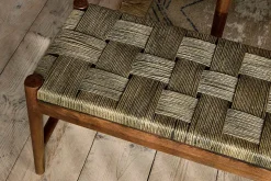 Raunak Acacia Woven Bench - Washed Walnut