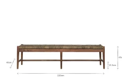 Raunak Acacia Woven Bench - Washed Walnut