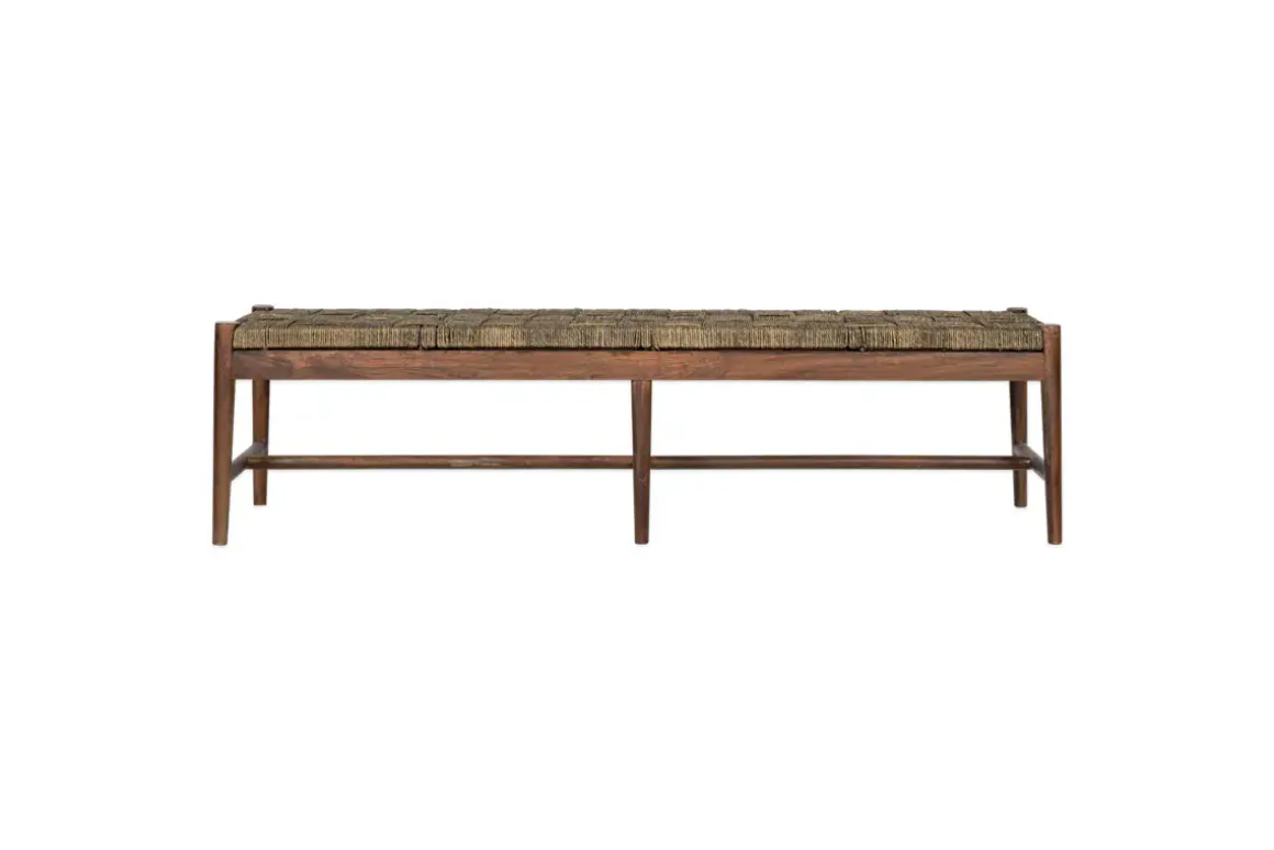 Raunak Acacia Woven Bench - Washed Walnut