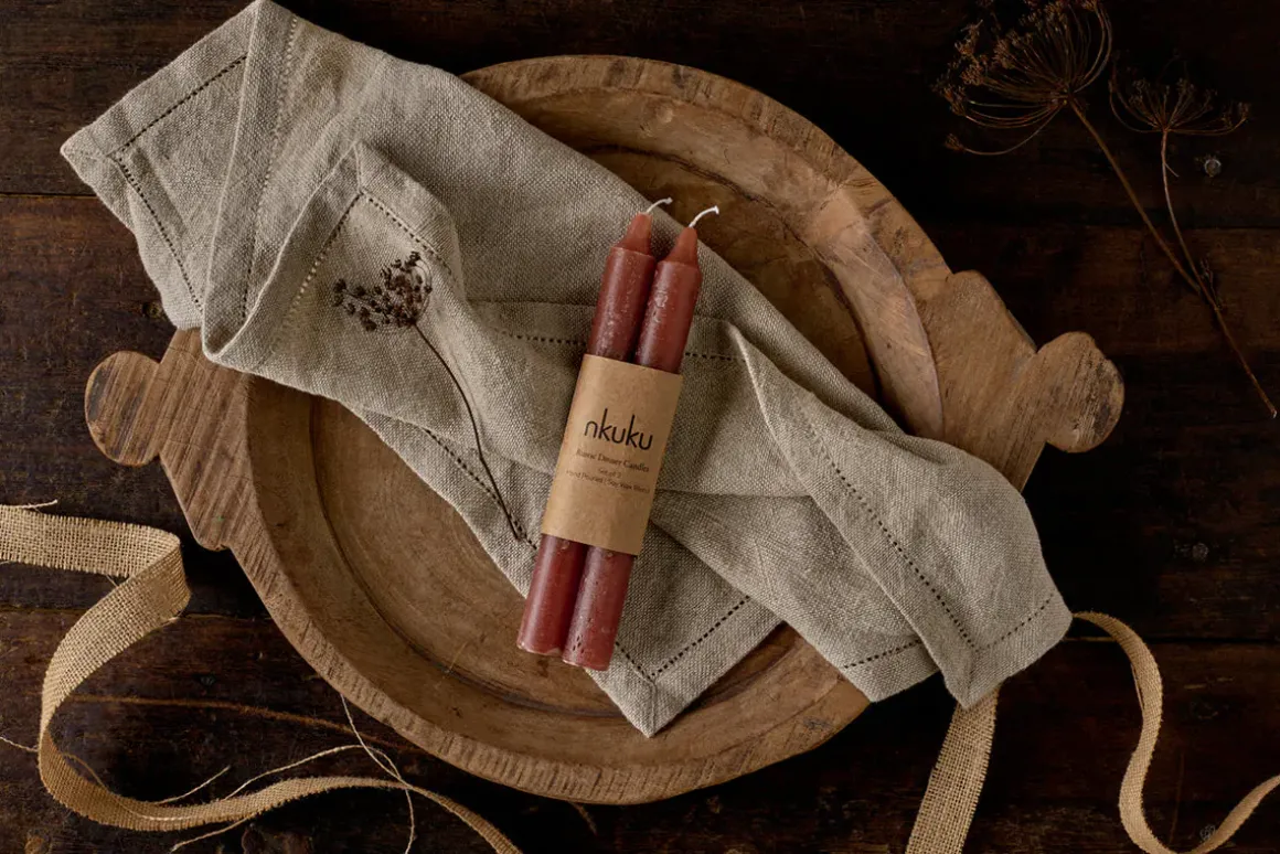 Rustic Soy Blend Dinner Candles - Rust (Set of 2)