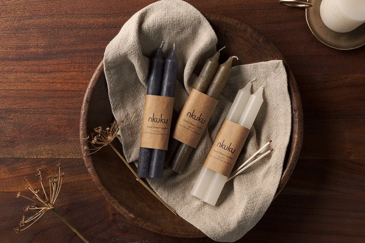 Rustic Soy Blend Dinner Candle - White - (Set of 2)