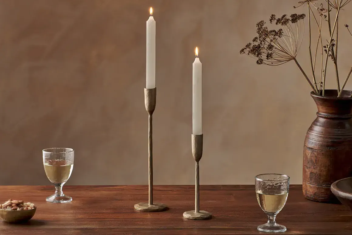 Rustic Soy Blend Dinner Candle - White - (Set of 2)