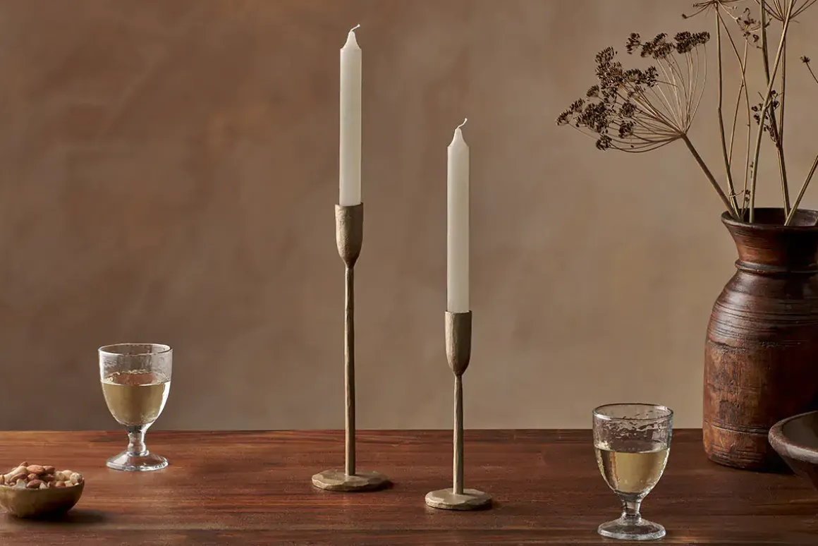 Rustic Soy Blend Dinner Candle - White - (Set of 2)