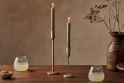 Rustic Soy Blend Dinner Candle - Olive Green - (Set of 2)