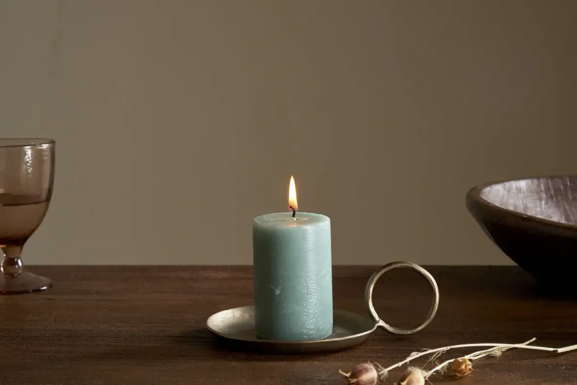 Rustic Soy Blend Mini Pillar Candle - Sage Green