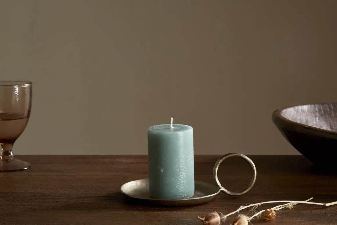 Rustic Soy Blend Mini Pillar Candle - Sage Green