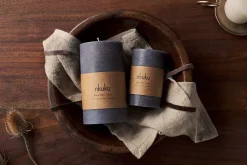 Rustic Soy Blend Pillar Candle - Charcoal - Small