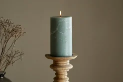 Rustic Soy Blend Pillar Candle - Sage Green - Large