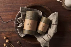 Rustic Soy Blend Pillar Candle - Olive Green - Large